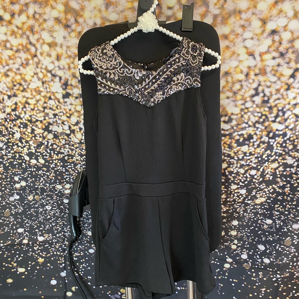 Black sequin romper size small